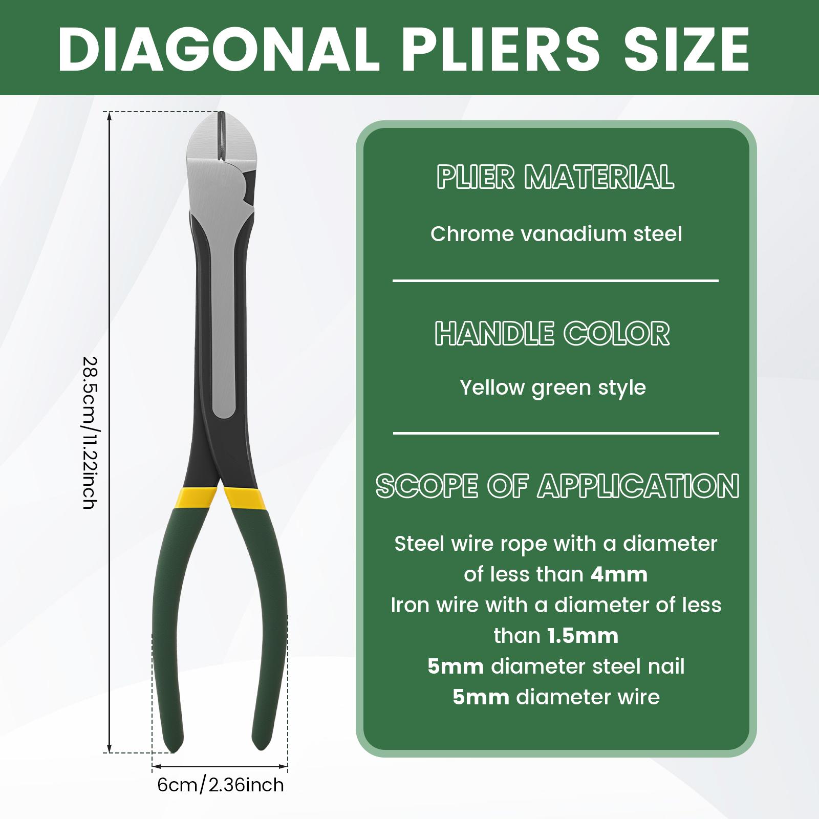 

New Diagonal Cutting Pliers 11 Inch Wire Stripping Tool Side Cutter Cable Burrs Nipper Electricians DIY Repair Hand Tools зелений