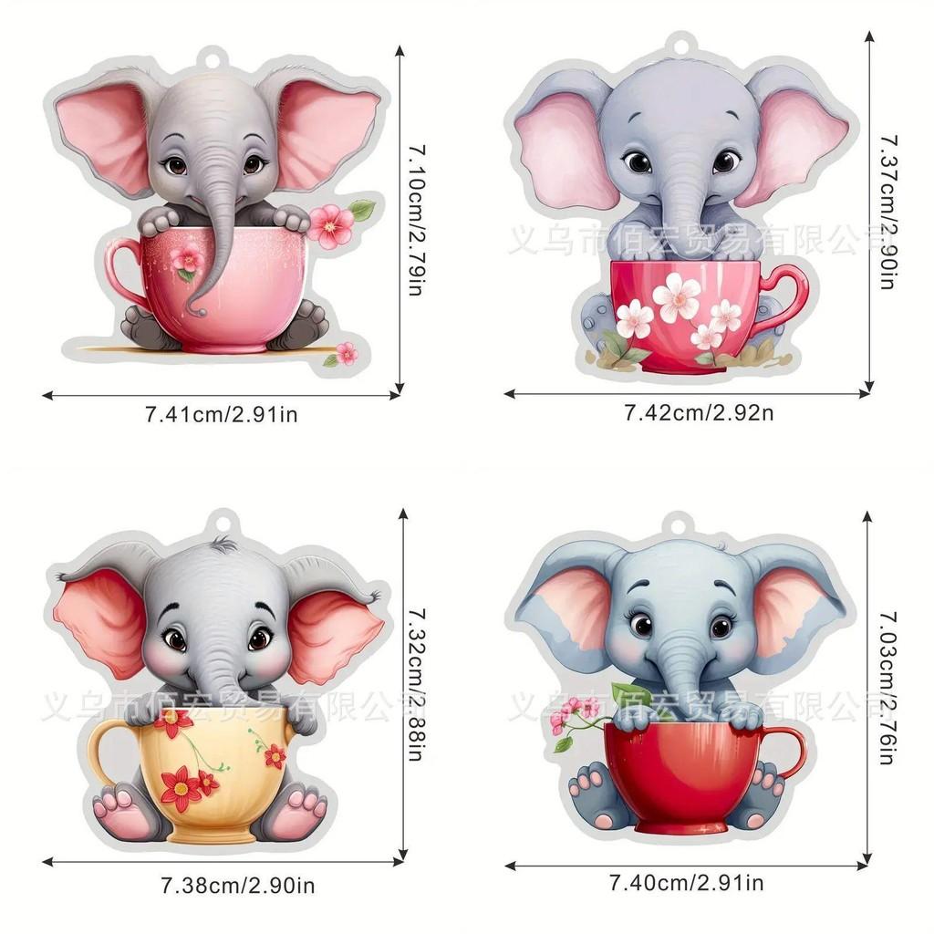 Delightful 2d Elephant Acrylic Christmas Tree Pendant For Decorative Car Accessories Interior