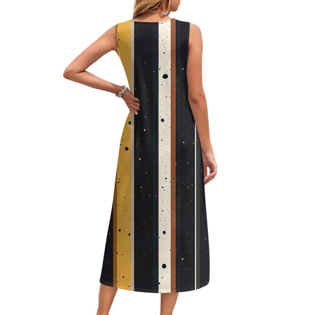 Women's Summer Maxi Dress Sleeveless Button Down Casual Loose Long Beach Sundress Travel Vacation Outfits