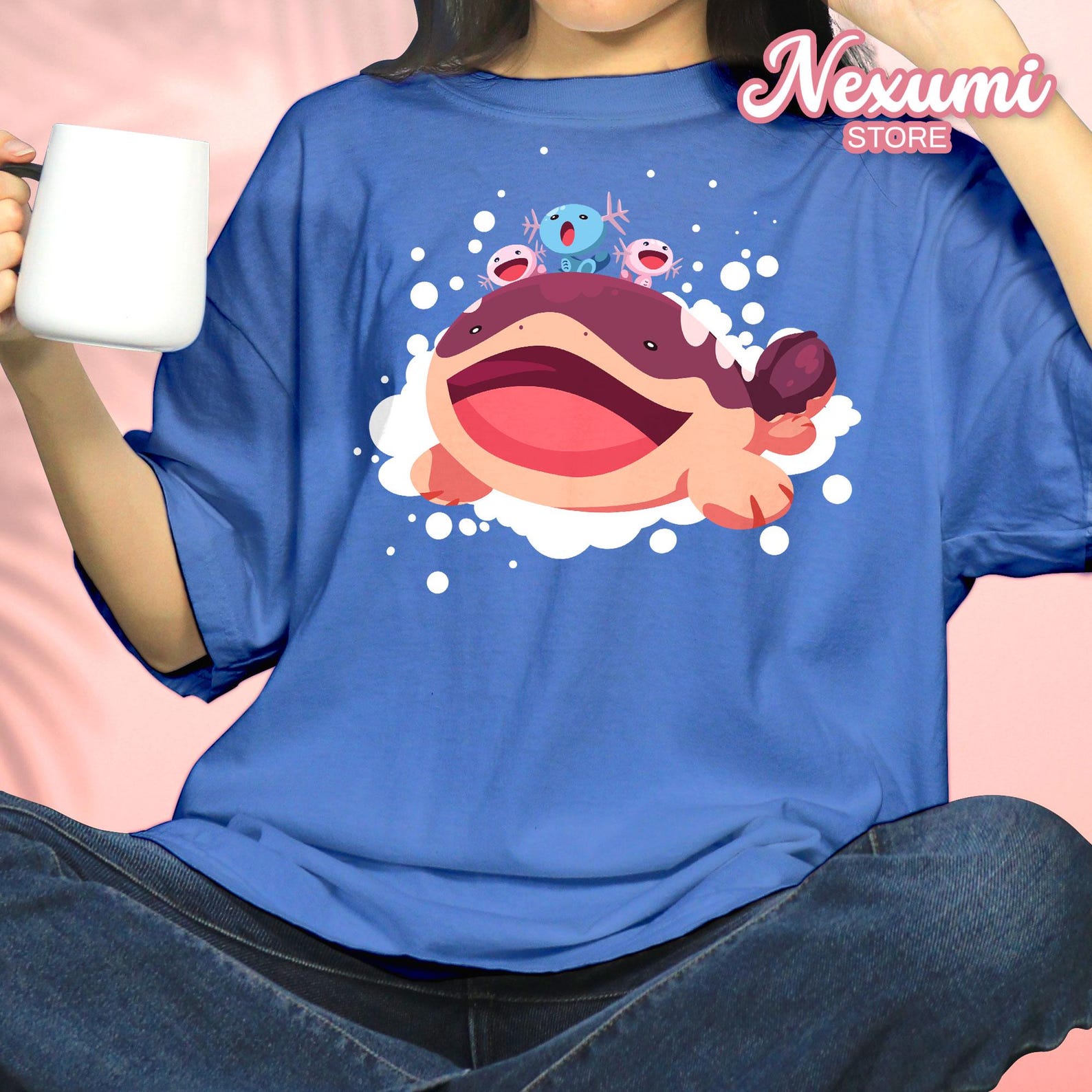 Wooper Clodsiren T-shirt Axolotl Inspired Comfort Colors Print Shirt Anime Gamer Gift XL
