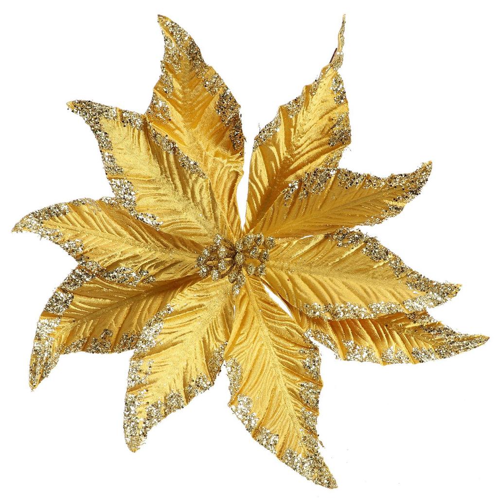 Christmas Flower 25cm Decor Glitter Hanging Plastic