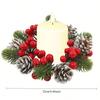 2Pcs Artificial Pinecone Christmas Wreath, Christmas Floral Candle Holder, Tabletop Home Decor Ornament, Festive Atmosphere Decoration