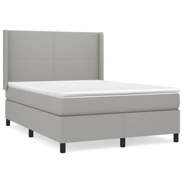 VidaXL Lit à sommier tapissier avec matelas Gris clair 140x200cm Tissu - Modèle 3131273