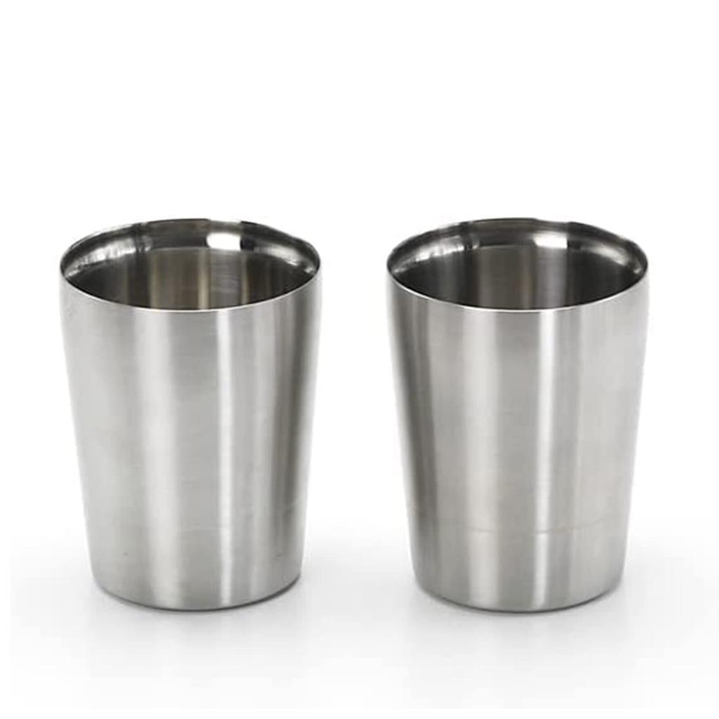 Pair of Thermo approximately stainless double-walled, double-locking cups, 270ml, steel, THM-01T