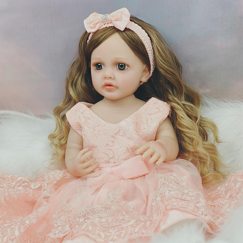 55cm Reborn Baby Doll Full Silicone Body Vinyl Newborn Toy For Girl Princess Bebe Accompanying Toy