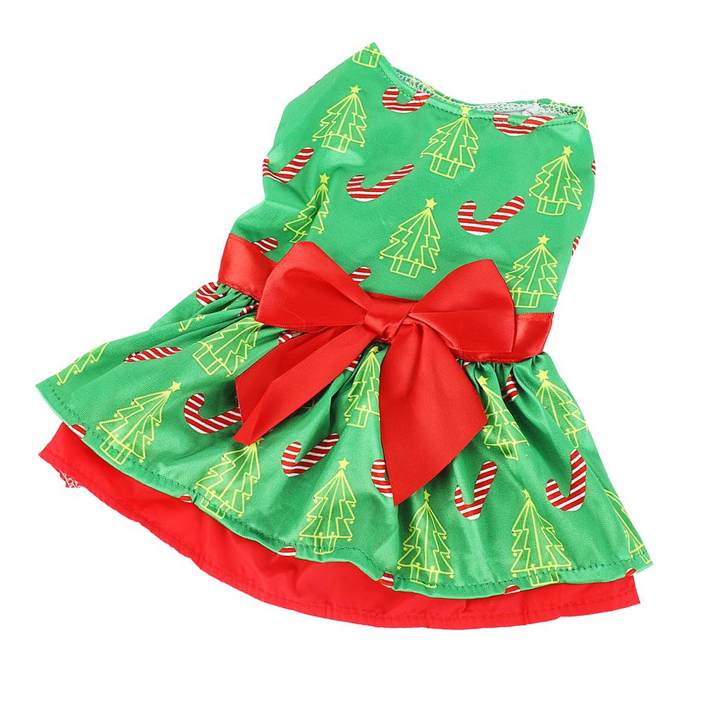 Hunde Kleid Mode Niedliches Weihnachtsbaum Muster Welpen Sommerkleid für Weihnachtsfeier Täglich L