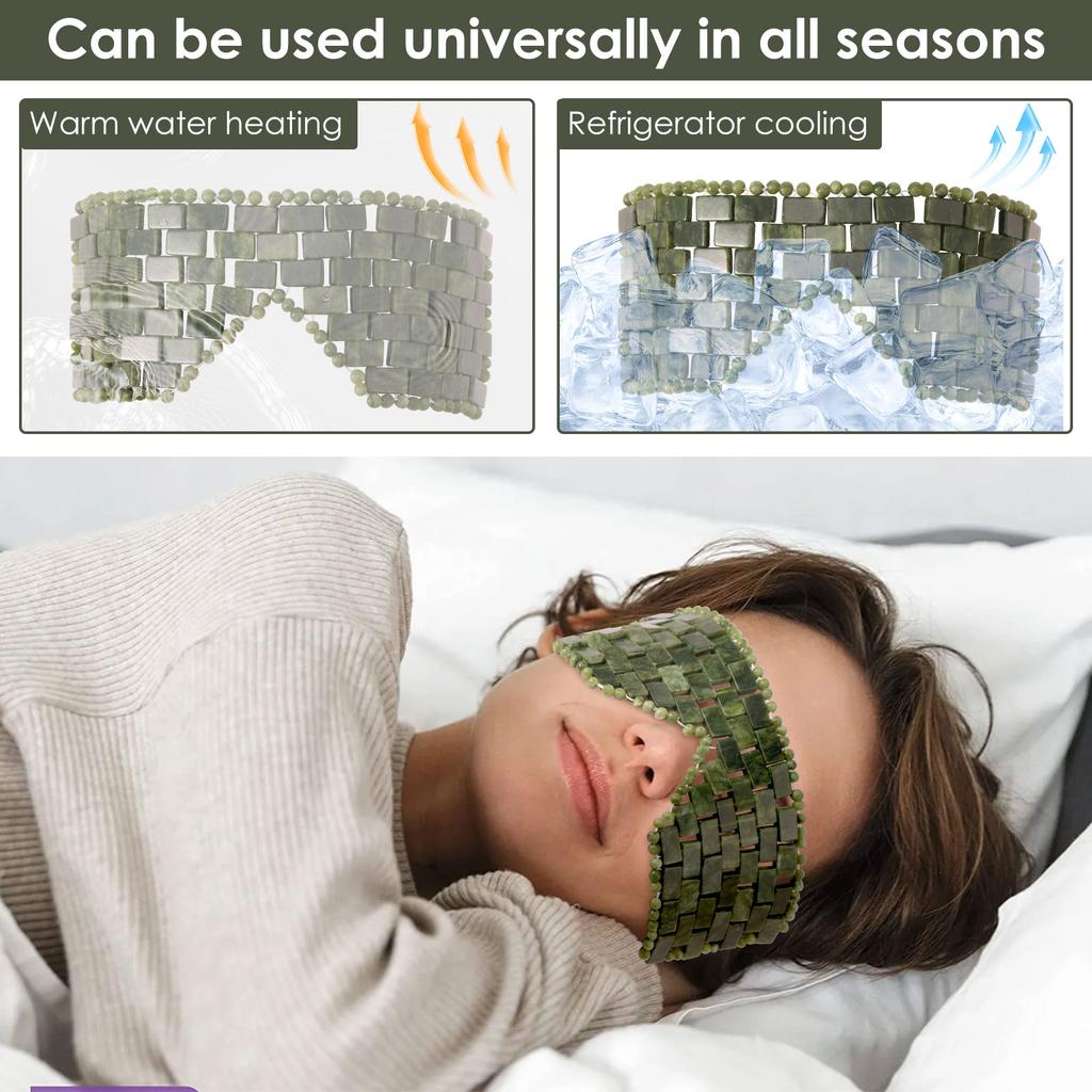 Jade Ögonmask Portabel Jade Sten Ansiktsmask Bekväm Grön Kylande Ögonmask Hem Skönhet SPA Salong Hudvård Skönhetsmassageapparat