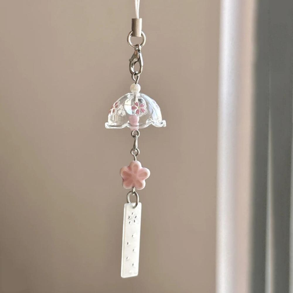 Romantic Sakura Wind Chime Letter Card "follow Your Dreams Trust Your Heart " Mobile Phone Chain for Women Bag Accessory Jewelry 1