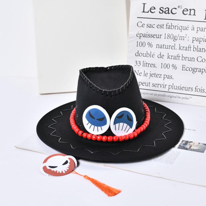 Anime One Piece Ace Jazz Hut Cosplay Hüte Luffy Ace Orange Cowboyhut Für Kinder Erwachsene Halloween Karneval Cosplay Zubehör