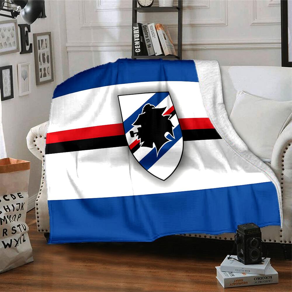 Sam-pdoria Team Crest Design Flannel Blanket, Soft Polyester, Modern Design, All-Season for Camping, Travel, Gifts for holidays or birthdays