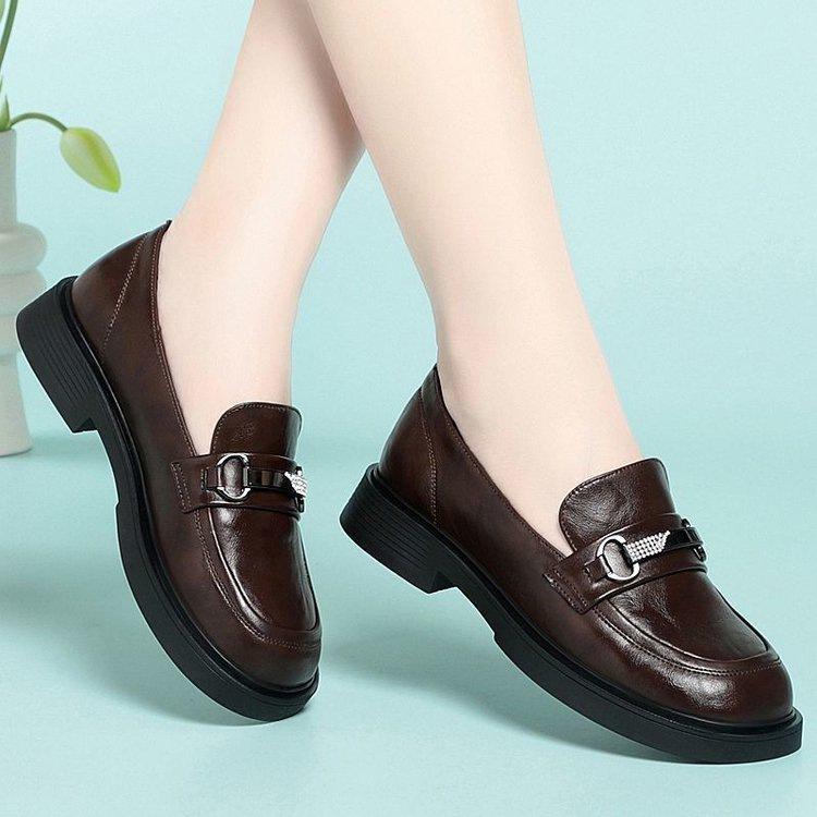 Scarpe singole a tacco basso nuove per primavera e autunno in morbida pelle suola morbida comode piccole scarpe in pelle