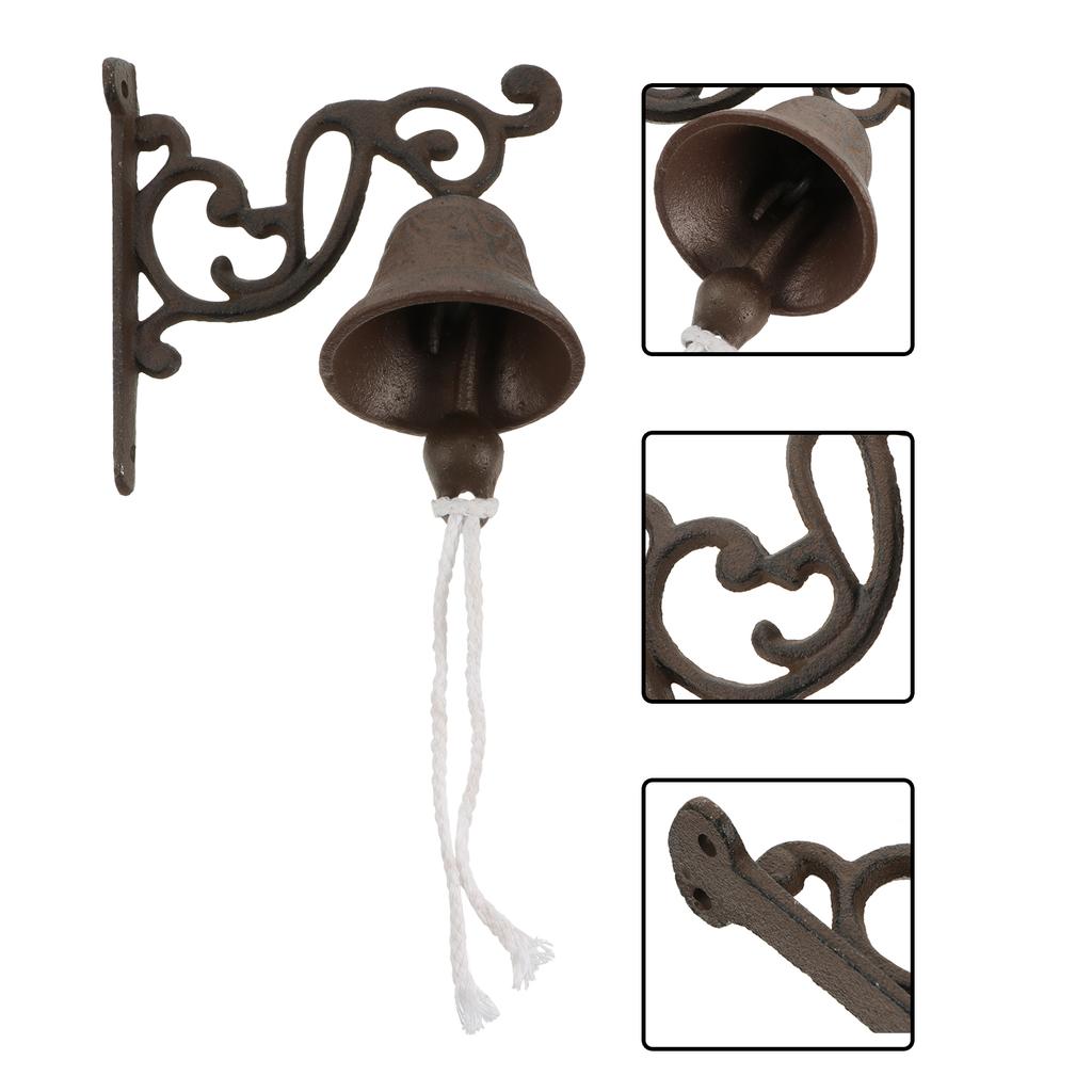 1pc Wrought Iron Doorbell Cast Iron Rustic Style Bell Manually Shaking Chime Portable Garden Decor Bell Christmas nament Home