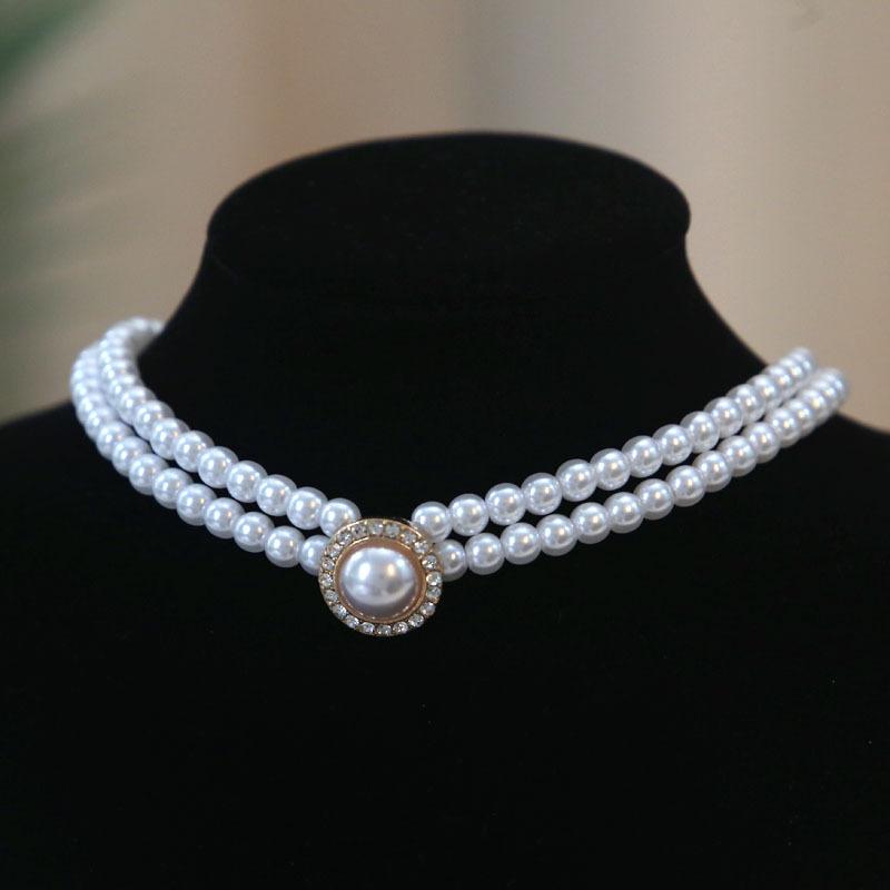 Collana Orecchini Eleganti Perle a Doppio Strato Donna Catene Vintage Classiche Raffinate Per Festa Matrimonio Dama Gioielli Retrò Choker