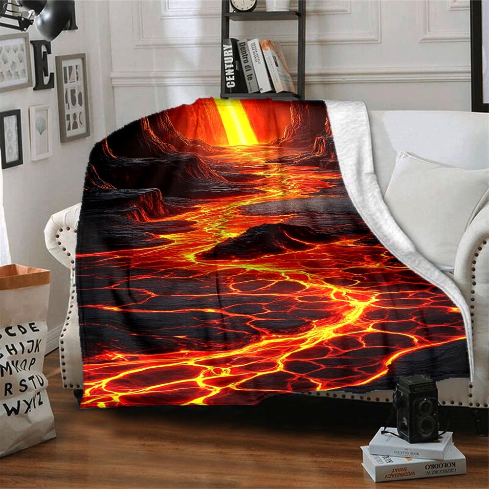 1Pc Lava Through Caves Blanket Soft And Comfortable Casual Warm Camping Travel Christmas Halloween Xmas Gift M92864