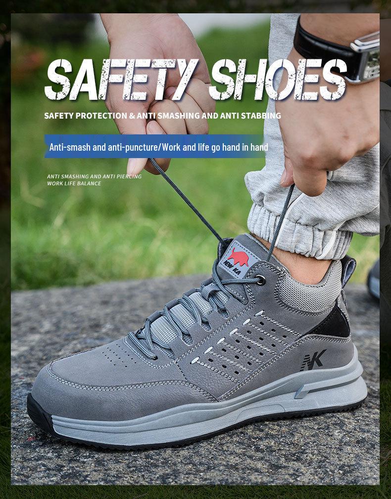 Unisex Non-slip Safety Shoes, Anti-smash, Anti-puncture, Wear-resistant, Plastic Toe Cap for Construction and Industrial Use.