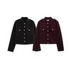 European and American Women's Retro Stand Collar Double-Breasted Short Jacket