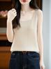 100% Wool Osmanthus Stitch Women's Camisole Vest - Sleeveless Knit Base Layer for Autumn/Winter.