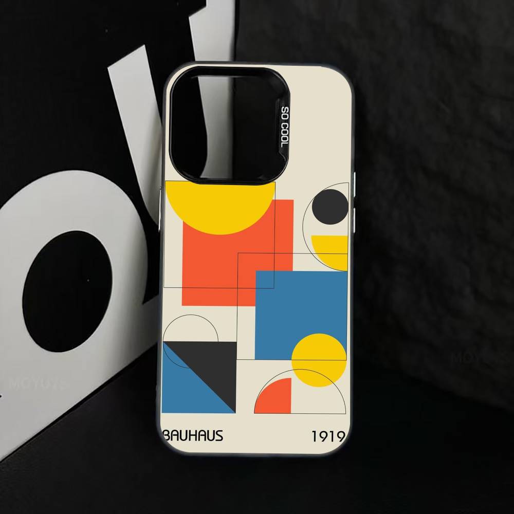 Minimal Bauhaus Pattern Phone Case For iPhone 17,16,15,14,13,12,11 Plus,Pro Max,XS,Colorful Silver Black Cover iPhone15pro