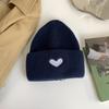 Cute embroidered love wool hat women's autumn and winter warm casual versatile student knitted hat show face small cold hat