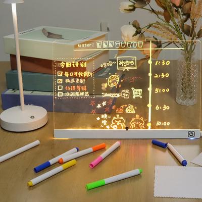 Yousheng LED Note Board Rechargeable Acrylic Memo Pad Erasable Glowing Message Board To-do List Board Reusable Weekly Planner