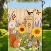 2D Flat, 1pc, 2D Flat Printing, Garden Flag: A Natural Scene of Squirrels, Flowers, and Tools, Made of Polyester, Available In Multiple Sizes, Machine