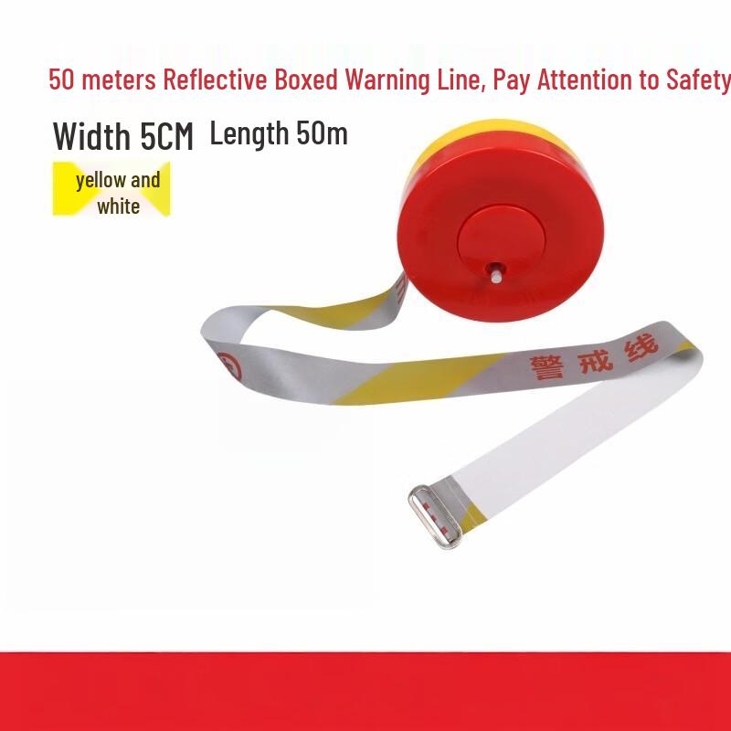 Red & White Reflective Warning Tape (50m, 5cm Wide)
