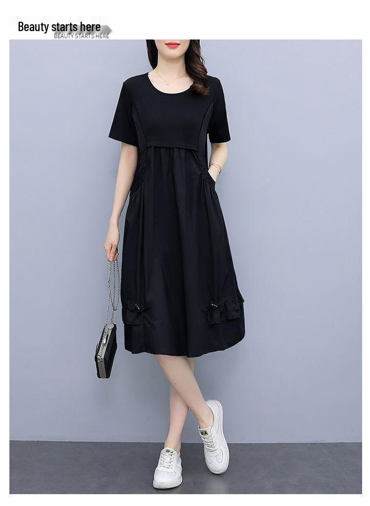 2026 Korean Style Plus Size Loose Midi Dress - Trendy, Stylish, Age-Reducing Summer Two-Piece Look