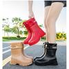 Rain Boots Women's Short Tube Rubber Shoes Adult Non Slip Water Boots Thick Soled Water Plus Velvet Short Thick Rain Women