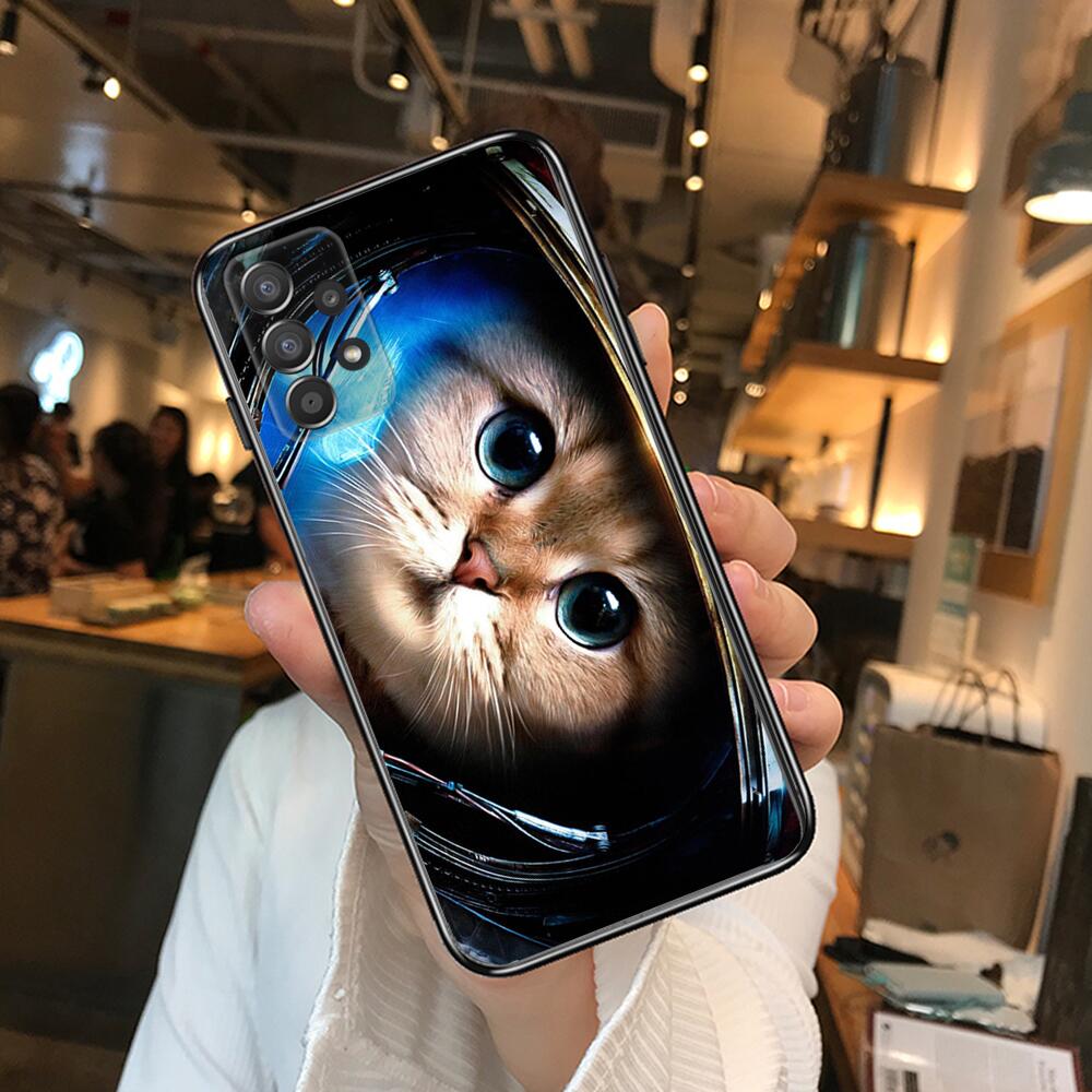 Funny Cartoon Cat Phone Case Hull For Samsung Galaxy A70 A50 A51 A71 A52 A40 A30 A31 A90 A20E 5G A20s Black Shell Art Cell Cove