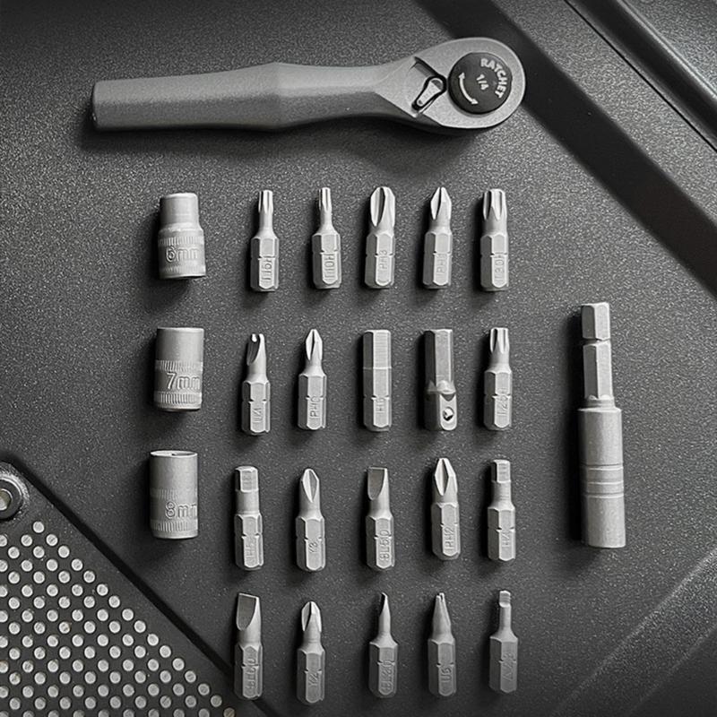 25 in 1 Ratchet Screwdriver Set Wrench Narrow Space Repair Steel Multi Bit Tool Kit with Socket Heads Hand Tool