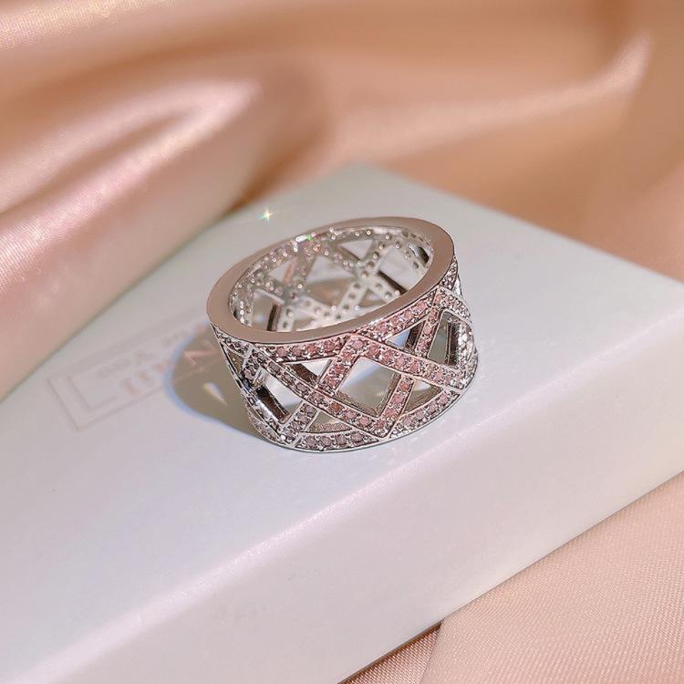 Cross Ring Female Inlaid Diamond Metal Ring Live Streaming Host Jewelry