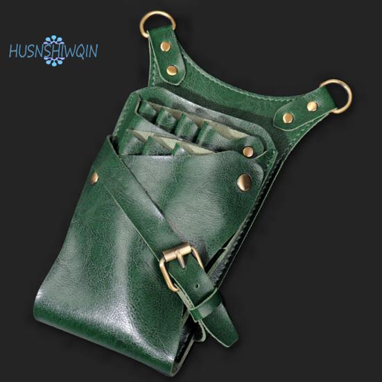 Taška na nůžky na vlasy 7 štěrbin Nastavitelný popruh Salon z umělé kůže Kadeřnictví Držák na nůžky Kadeřnictví Taška do pasu Kadeřnictví Příslušenství