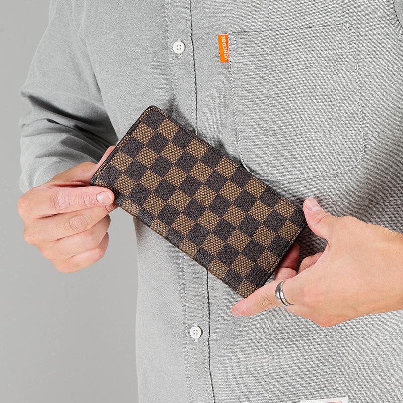 Women's Classic Plaid Wallet Pu Leather Men's Card Holder Clutch Coin Purse