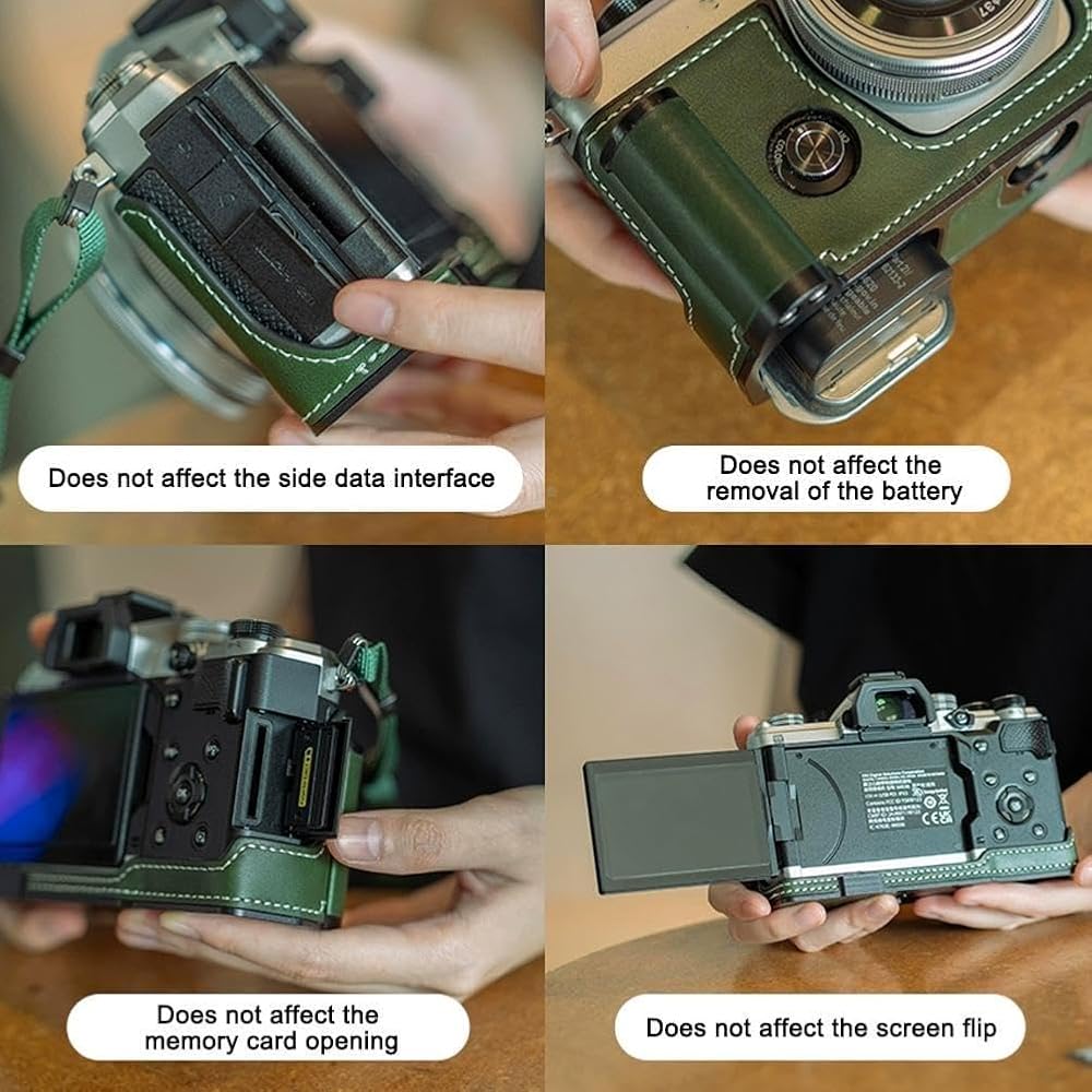Premium Leather Camera Half Case with Strap for Olympus OM-3 - Protective Camera Bag with Shoulder Strap