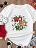 (Asian Size) Tee Merry Christmas New Year Holiday Top festival Casual tree letter style Women Print Lady Short Sleeve Fashion Graphic T-shirts
