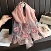 Hand-Embroidered Mulberry Silk Scarf - Elegant Spring & Autumn Shawl
