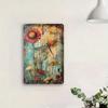 Vintage Wildflower Dragonfly Metal Wall Art 8x12 Inch Rustic Iron Hanging Decor for Home Garden Patio Cafe Bar Indoor Outdoor