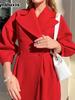 Luxury Vintage Palace Style Wool Long Coat Women Autumn Winter New Arrivals Lantern Sleeve Wide Lapel Overcoat