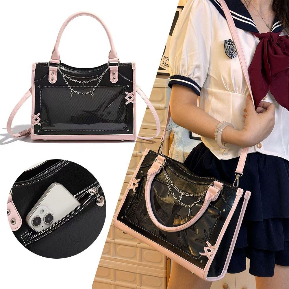 Creative Gift Transparent Cute Ita Bag PU DIY Display Shoulder Crossbody Bag Harajuku Y2K Lolita Handbag Women