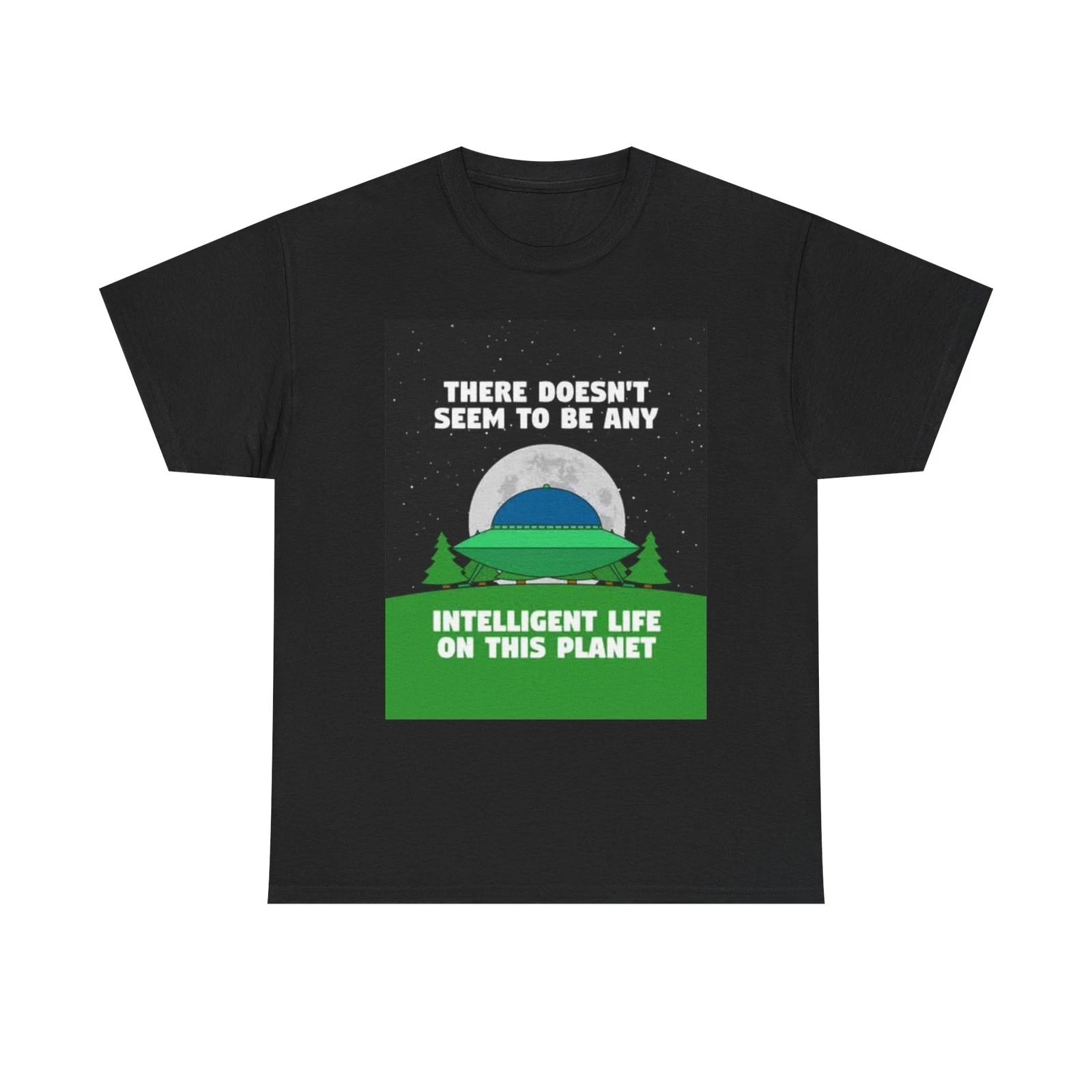 Men s and Women s T-shirts Funny Alien Space Ship Graphic M
