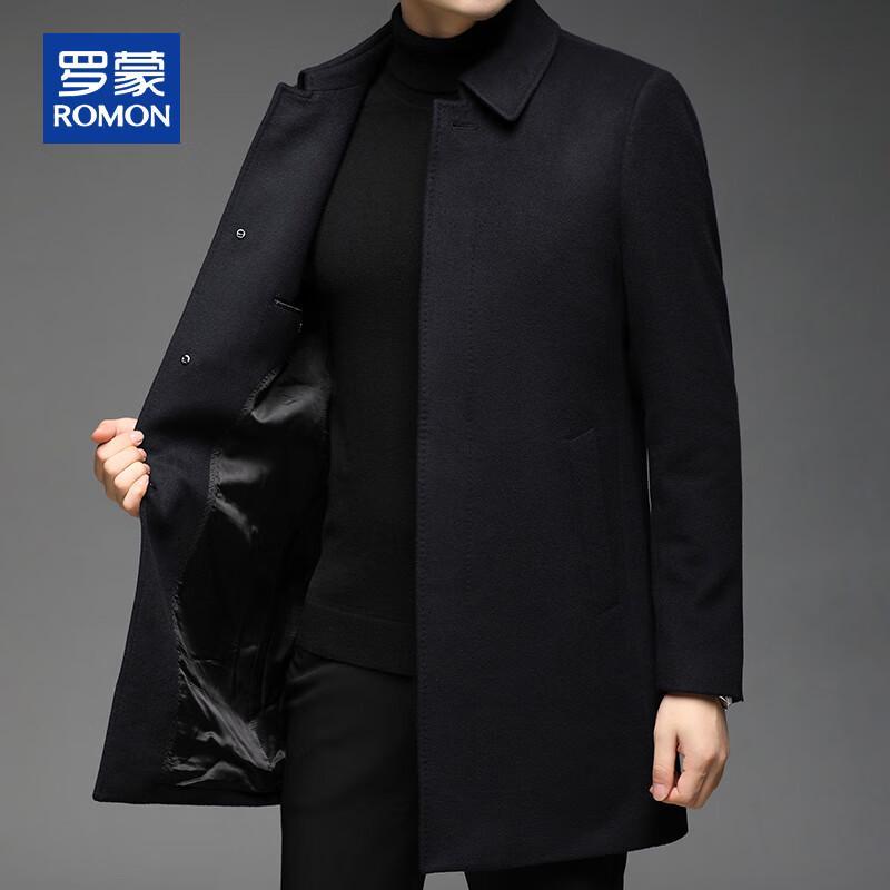 ROMON Men's 100% Cashmere Mid-Length Overcoat