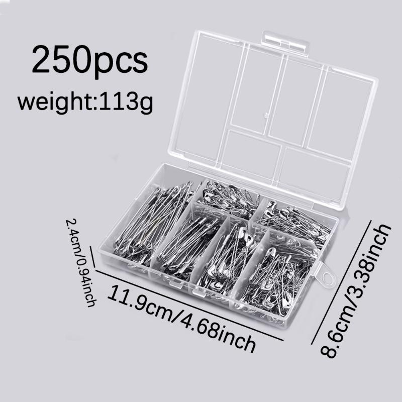 

Hot Sale 250Pcs High Quality Stainless Steel Safety Pins DIY Sewing Tools Accessory Needles Large Safety Pin Small Brooch срібний
