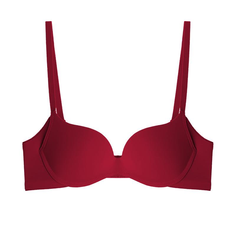

Гладкий бесшовный бюстгальтер для женщин, сексуальный тонкий дизайн, защита от провисания, мягкая поддержка на косточках, собирающий бюстгальтер 38/85B вино красного