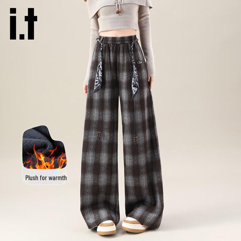 

Женские клетчатые брюки широкого кроя на флисовой подкладке Izzue It XL