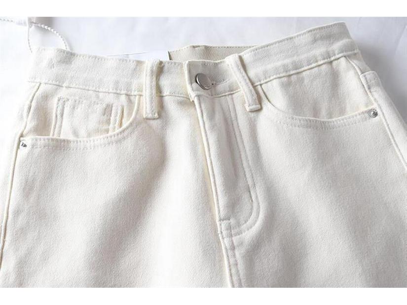 Dames Hoge Taille Witte Pluizige Skinny Jeans - Herfst/Winter 2025 Veelzijdige Elastische Carrot Broek.