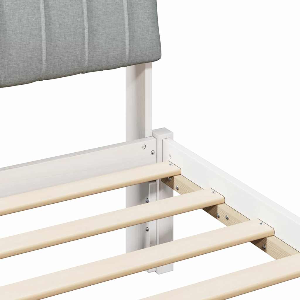 Bed Frame in White and Light Grey 200 x 200 cm Solid Pine Wood