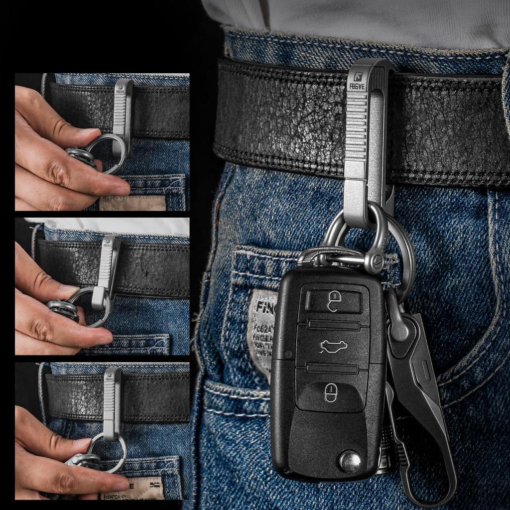 [TISUR] Keychain Titanium Belt Carabiner Stylish Key Clip Car Bicycle