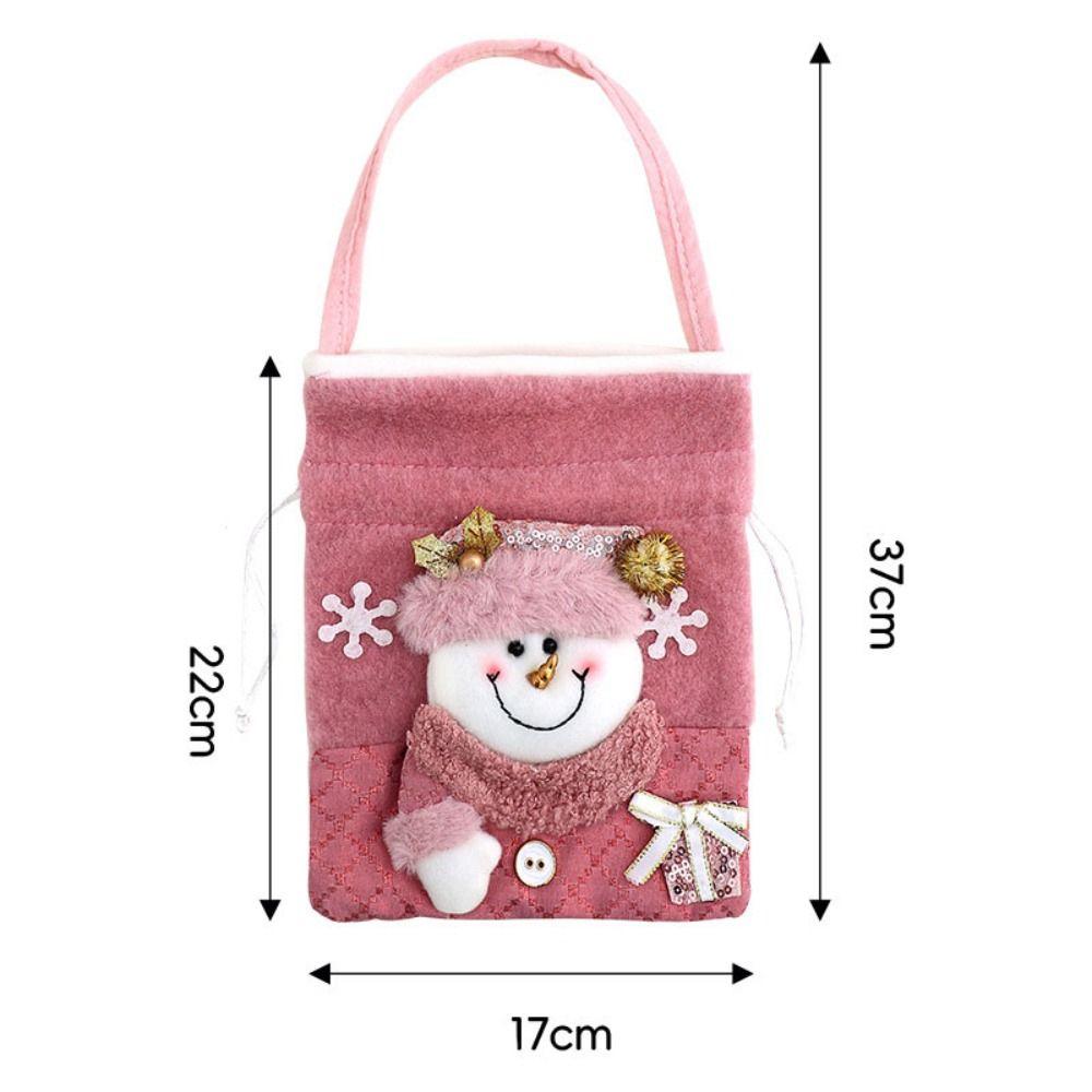 Plush Christmas Candy Bag Cloth Christmas Gift Drawstring Bags Santa Claus Gift Bags  Female/Girls