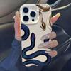 Trendy Blue Gold Snake Case for iPhone 14Pro/15ProMax/16Pro/17.