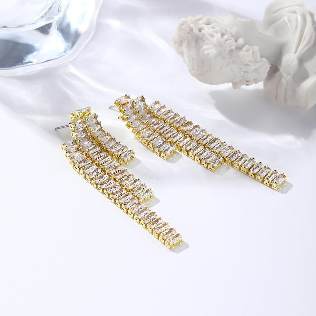Boho Female Rainbow Stone Jewelry Vintage Yellow Gold Color Wedding Stud Earrings For Women